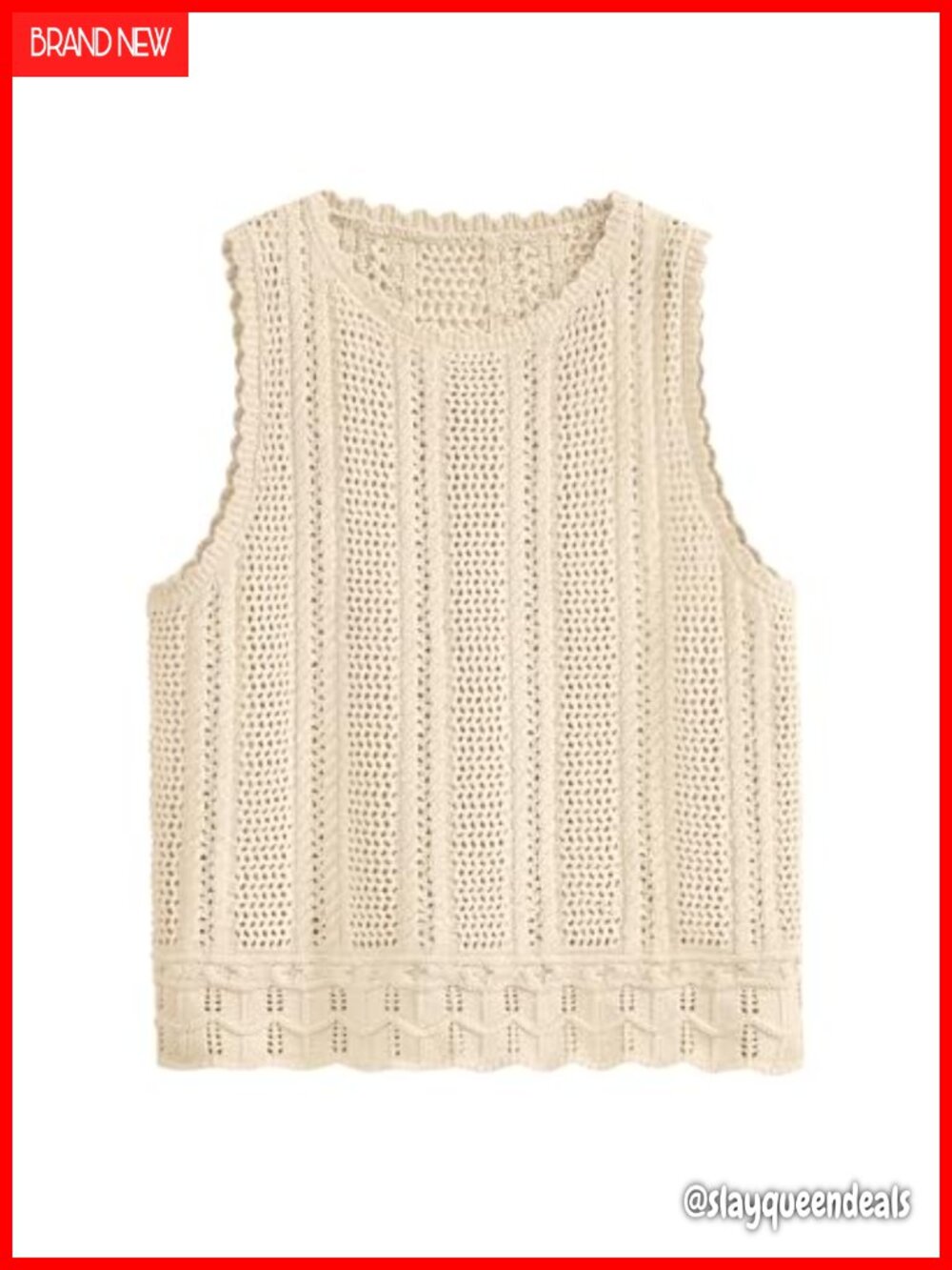 Crochet Knit Sweater Tank Top Womens Sleeveless Loose Fit Beach Coverup